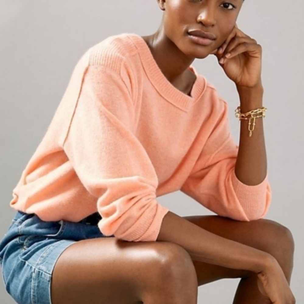 Pilcro Off-the-Shoulder Coral Sweater